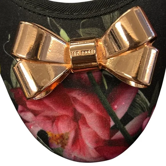 TED BAKER SATIN GARDEN FLORAL FLATS