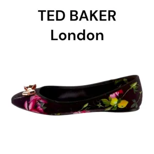 TED BAKER SATIN GARDEN FLORAL FLATS