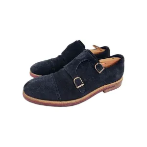 Ted Baker Clippt Double Monk Strap Shoes US 10 Black/Navy Suede Dress Derby Shoe