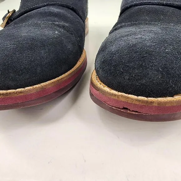 Ted Baker Clippt Double Monk Strap Shoes US 10 Black/Navy Suede Dress Derby Shoe