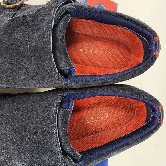 Ted Baker Clippt Double Monk Strap Shoes US 10 Black/Navy Suede Dress Derby Shoe