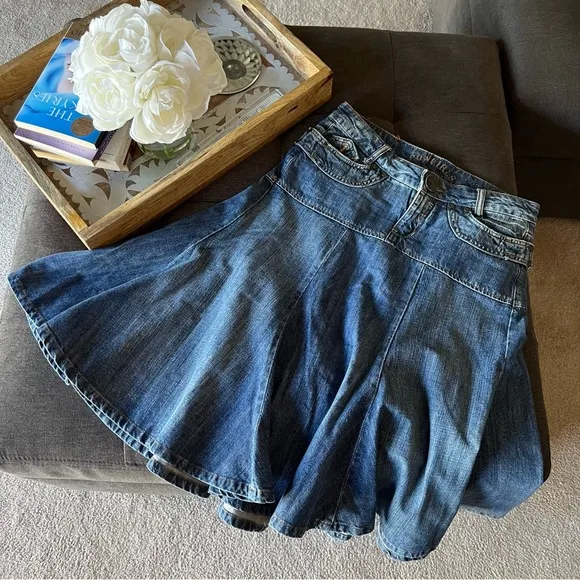 Terranova Western Cowgirl Denim Corcle Skirt from Italy