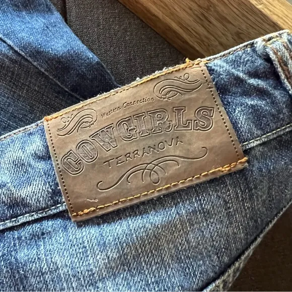 Terranova Western Cowgirl Denim Corcle Skirt from Italy