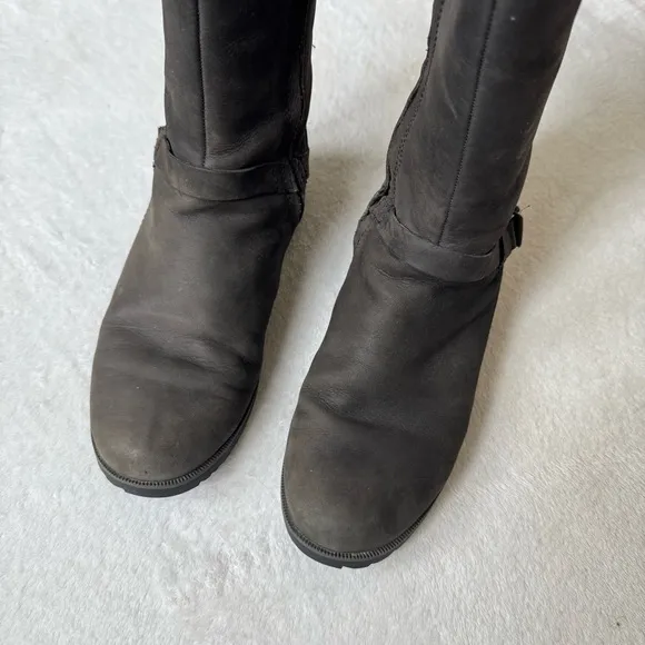 Teva de la vina mid calf leather black riding tall boots size 8