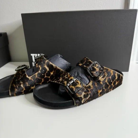 The Kooples - Leopard Print Women's Buckle Slide Sandals - NWB sz 37