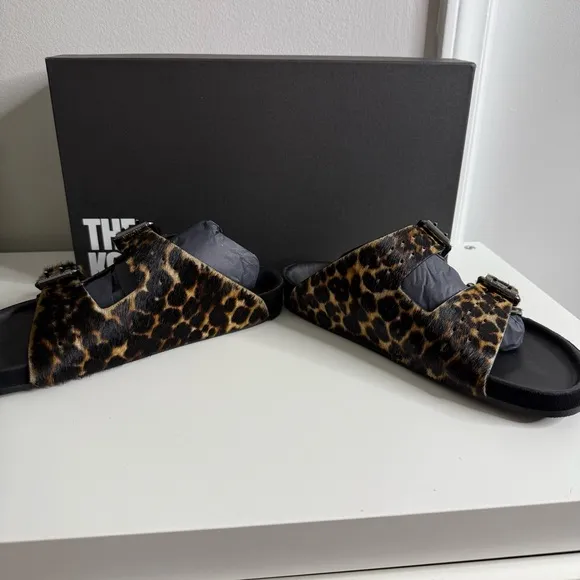The Kooples - Leopard Print Women's Buckle Slide Sandals - NWB sz 37