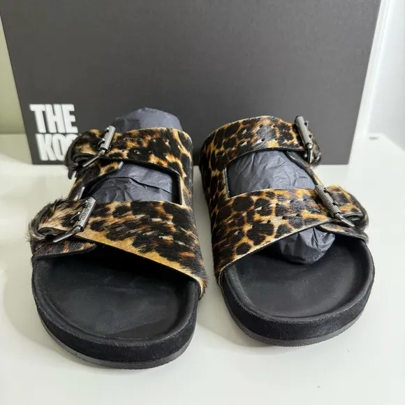 The Kooples - Leopard Print Women's Buckle Slide Sandals - NWB sz 37
