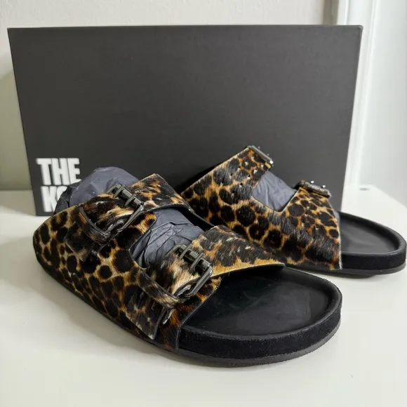 The Kooples - Leopard Print Women's Buckle Slide Sandals - NWB sz 37