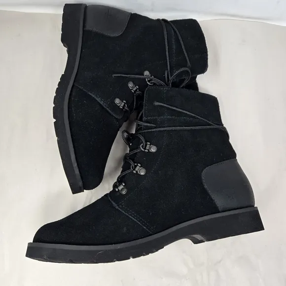 The North Face Ice Pick Ankle Boots Womens Sz 8.5 Black Suede lace Up Winter