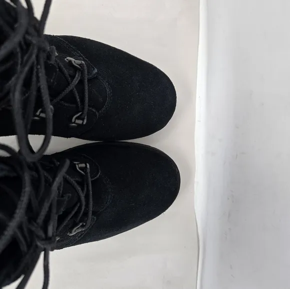 The North Face Ice Pick Ankle Boots Womens Sz 8.5 Black Suede lace Up Winter