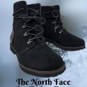 The North Face Ice Pick Ankle Boots Womens Sz 8.5 Black Suede lace Up Winter