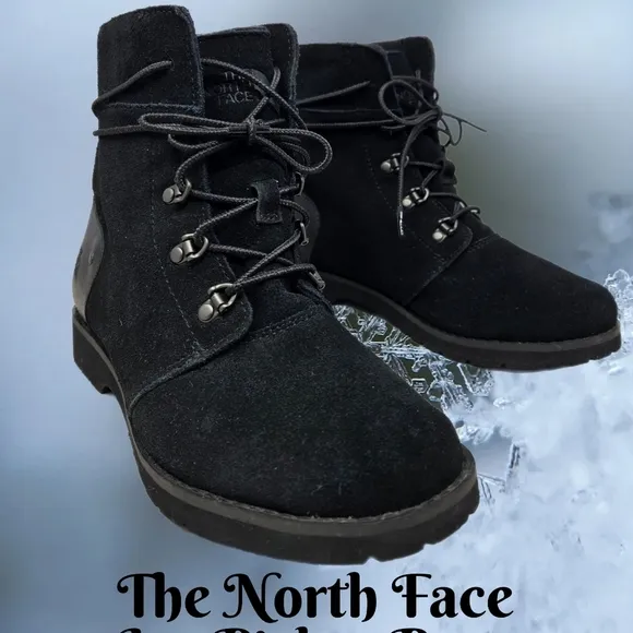 The North Face Ice Pick Ankle Boots Womens Sz 8.5 Black Suede lace Up Winter