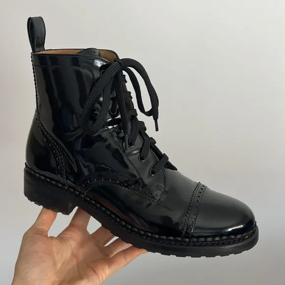 The Office of Angela Scott Mr. Hardy black patent leather oxford boots 39.5