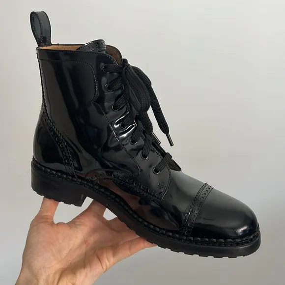The Office of Angela Scott Mr. Hardy black patent leather oxford boots 39.5