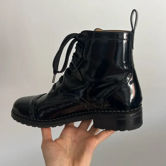 The Office of Angela Scott Mr. Hardy black patent leather oxford boots 39.5
