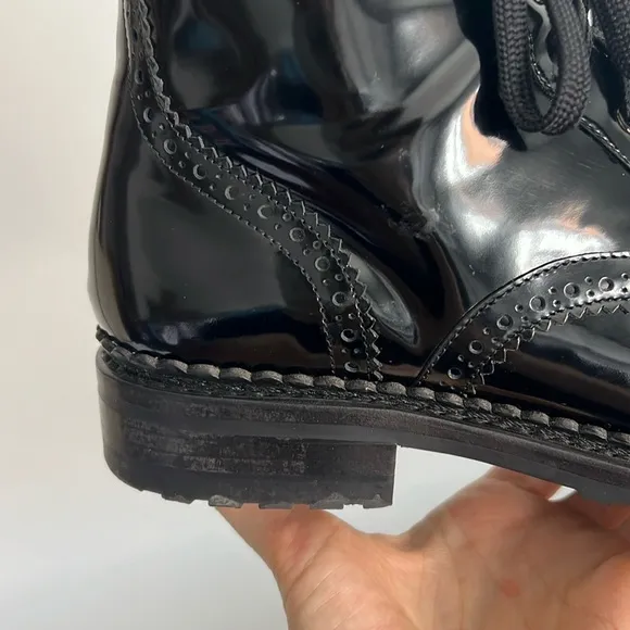 The Office of Angela Scott Mr. Hardy black patent leather oxford boots 39.5
