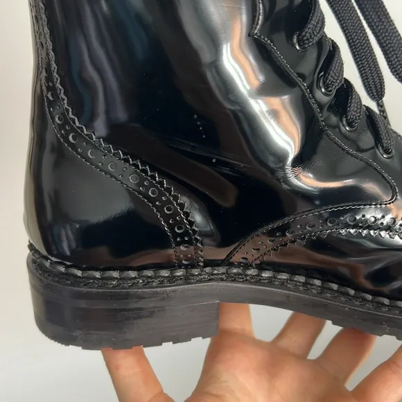 The Office of Angela Scott Mr. Hardy black patent leather oxford boots 39.5