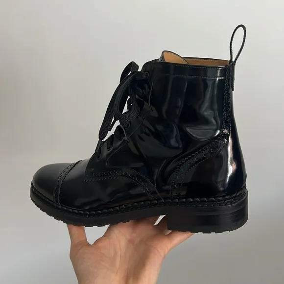 The Office of Angela Scott Mr. Hardy black patent leather oxford boots 39.5