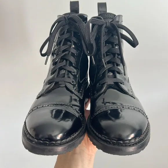 The Office of Angela Scott Mr. Hardy black patent leather oxford boots 39.5