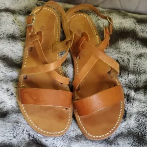 The Poet&quot; Women's Tan Leather Sandals Size 9