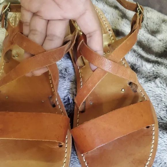The Poet&quot; Women's Tan Leather Sandals Size 9
