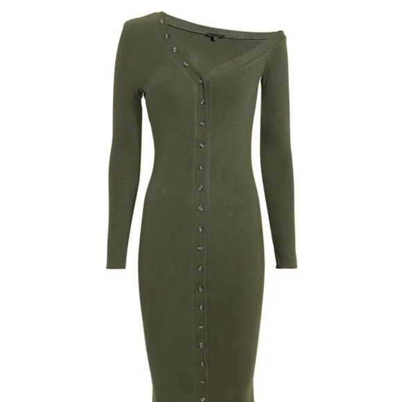 The Range Tilted Midi Dress in Dark Green