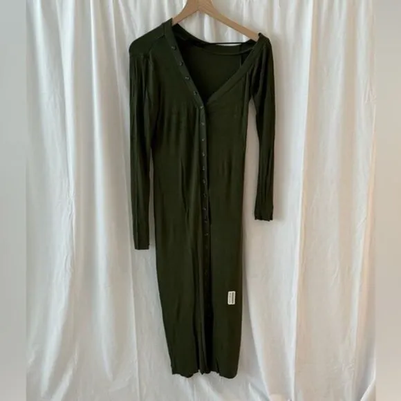 The Range Tilted Midi Dress in Dark Green