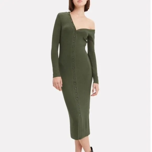 The Range Tilted Midi Dress in Dark Green
