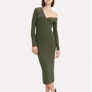 The Range Tilted Midi Dress in Dark Green
