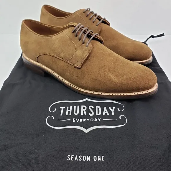 Thursday Everyday Statesman Mens Size 9 Cognac Suede Oxford Formal Dress Shoes
