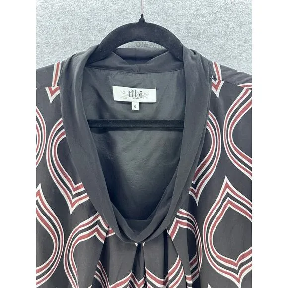 Tibi Women's sz 6 Tribal Print 100% Silk Shift Dress Tunic Mini Cap Sleeve Fall