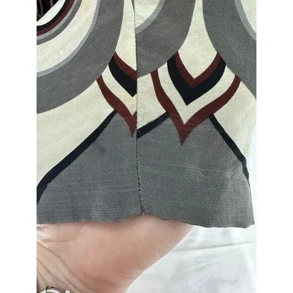 Tibi Women's sz 6 Tribal Print 100% Silk Shift Dress Tunic Mini Cap Sleeve Fall