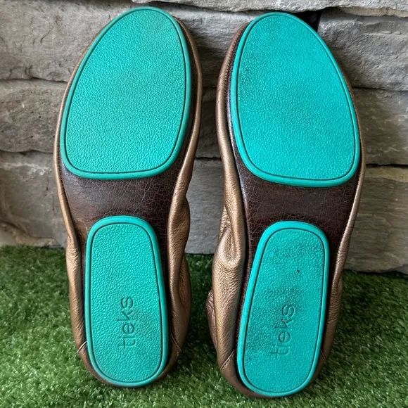 TIEKS By Gavrieli Metallic Bronze Leather Ballet Flats Women’s Shoes