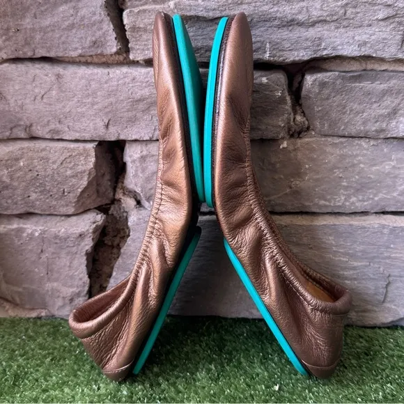 TIEKS By Gavrieli Metallic Bronze Leather Ballet Flats Women’s Shoes
