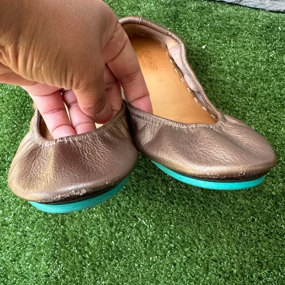 TIEKS By Gavrieli Metallic Bronze Leather Ballet Flats Women’s Shoes