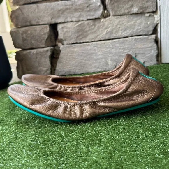 TIEKS By Gavrieli Metallic Bronze Leather Ballet Flats Women’s Shoes