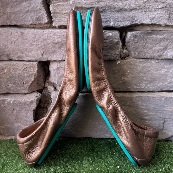 TIEKS By Gavrieli Metallic Bronze Leather Ballet Flats Women’s Shoes