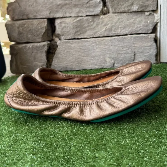 TIEKS By Gavrieli Metallic Bronze Leather Ballet Flats Women’s Shoes