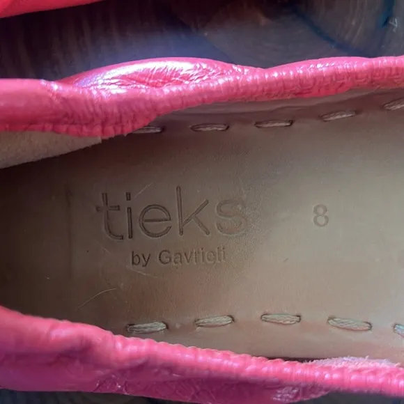 Tieks By Gavriell Poppy Orange Coral Leather Ballet Flats Shoes in size 8