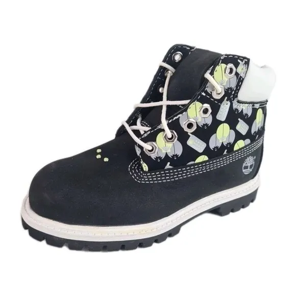 Timberland 6 IN Classic Little Girls Boots Black Outdoors Leather SZ 12
