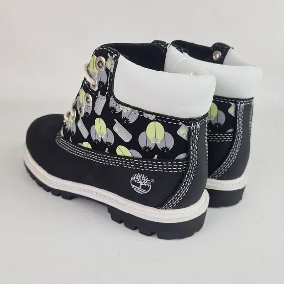 Timberland 6 IN Classic Little Girls Boots Black Outdoors Leather SZ 12