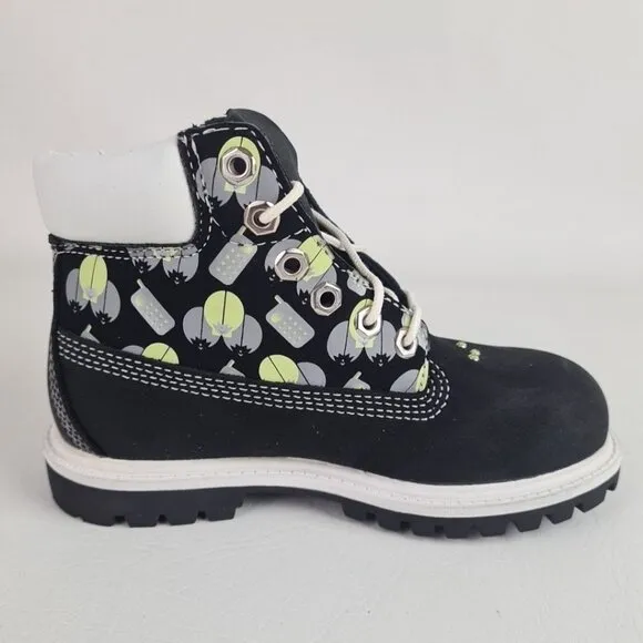 Timberland 6 IN Classic Little Girls Boots Black Outdoors Leather SZ 12