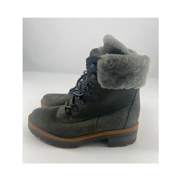 Timberland Ankle Boots Womens Size 7.5 Gray Leather Courmayeur Valley Lace Up