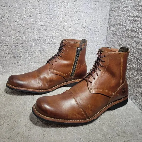 Timberland Earthkeepers Men's Size US 9.5 Brown Casual 6&quot; Side Zip Combat Boots