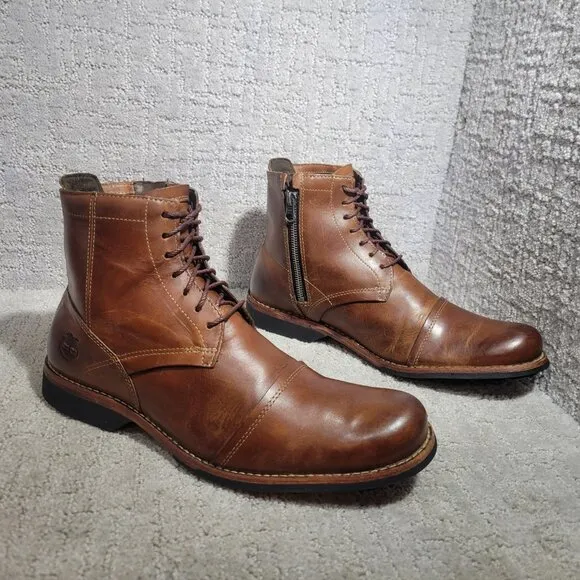 Timberland Earthkeepers Men's Size US 9.5 Brown Casual 6&quot; Side Zip Combat Boots