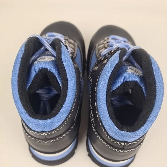 Timberland Euro Hiker Waterproof TODDLER Black Blue Leather Boots SZ 11