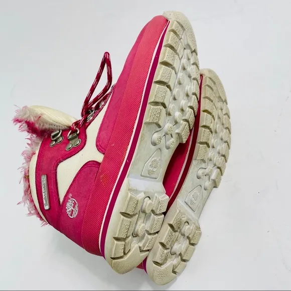 Timberland Girls Pink Leather Winter Boots Size 2