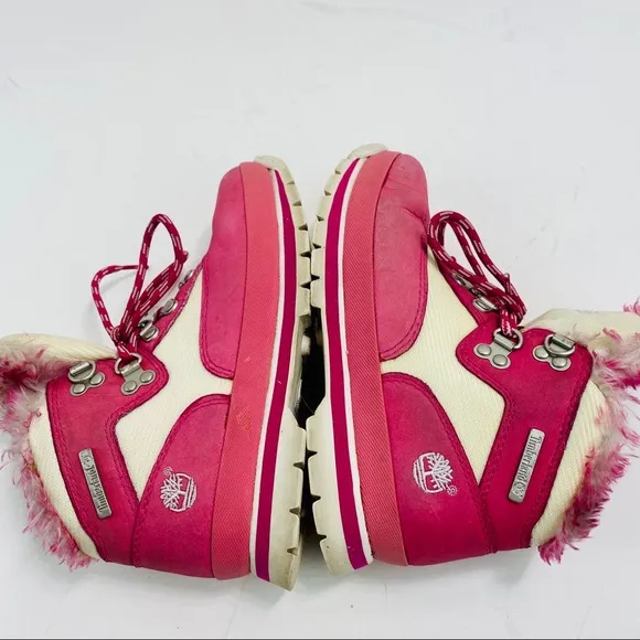 Timberland Girls Pink Leather Winter Boots Size 2