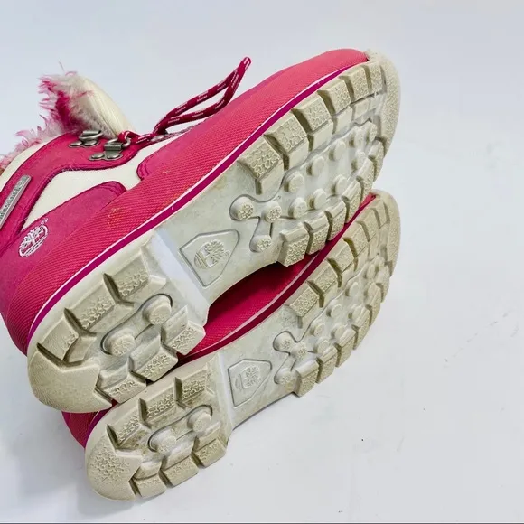 Timberland Girls Pink Leather Winter Boots Size 2