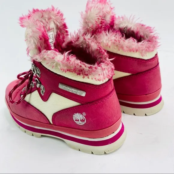 Timberland Girls Pink Leather Winter Boots Size 2